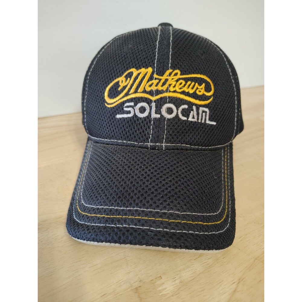 Mathews Solocam Archery Strapback Black Embroidered Hunting Hat Cap Bow 6 Panel